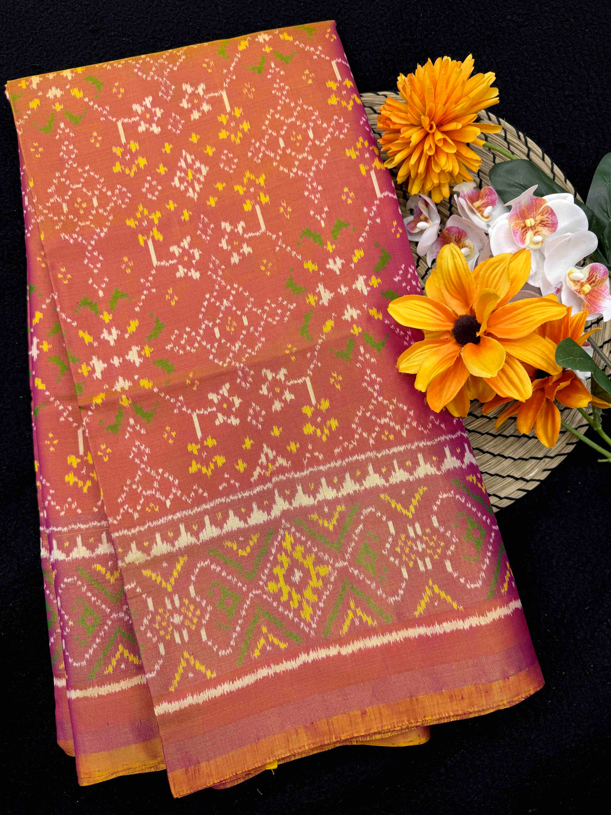 Peach Navratan Rajkot Patola Saree
