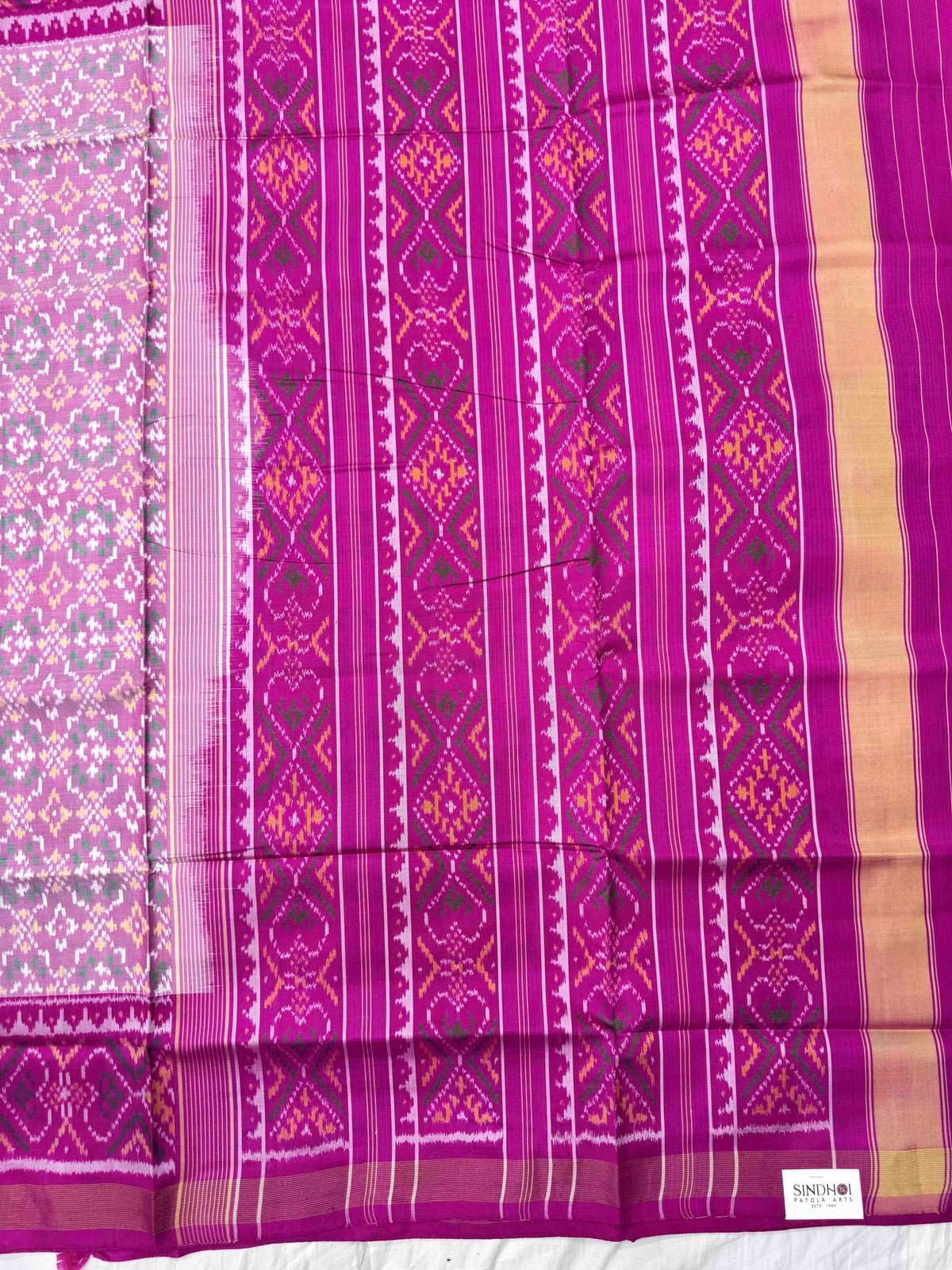 Pink & Light Pink Buttonful Rajkot Patola Saree