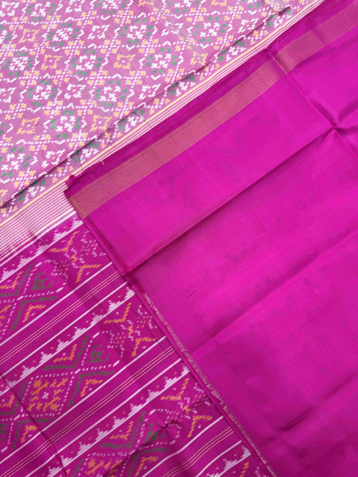 Pink & Light Pink Buttonful Rajkot Patola Saree