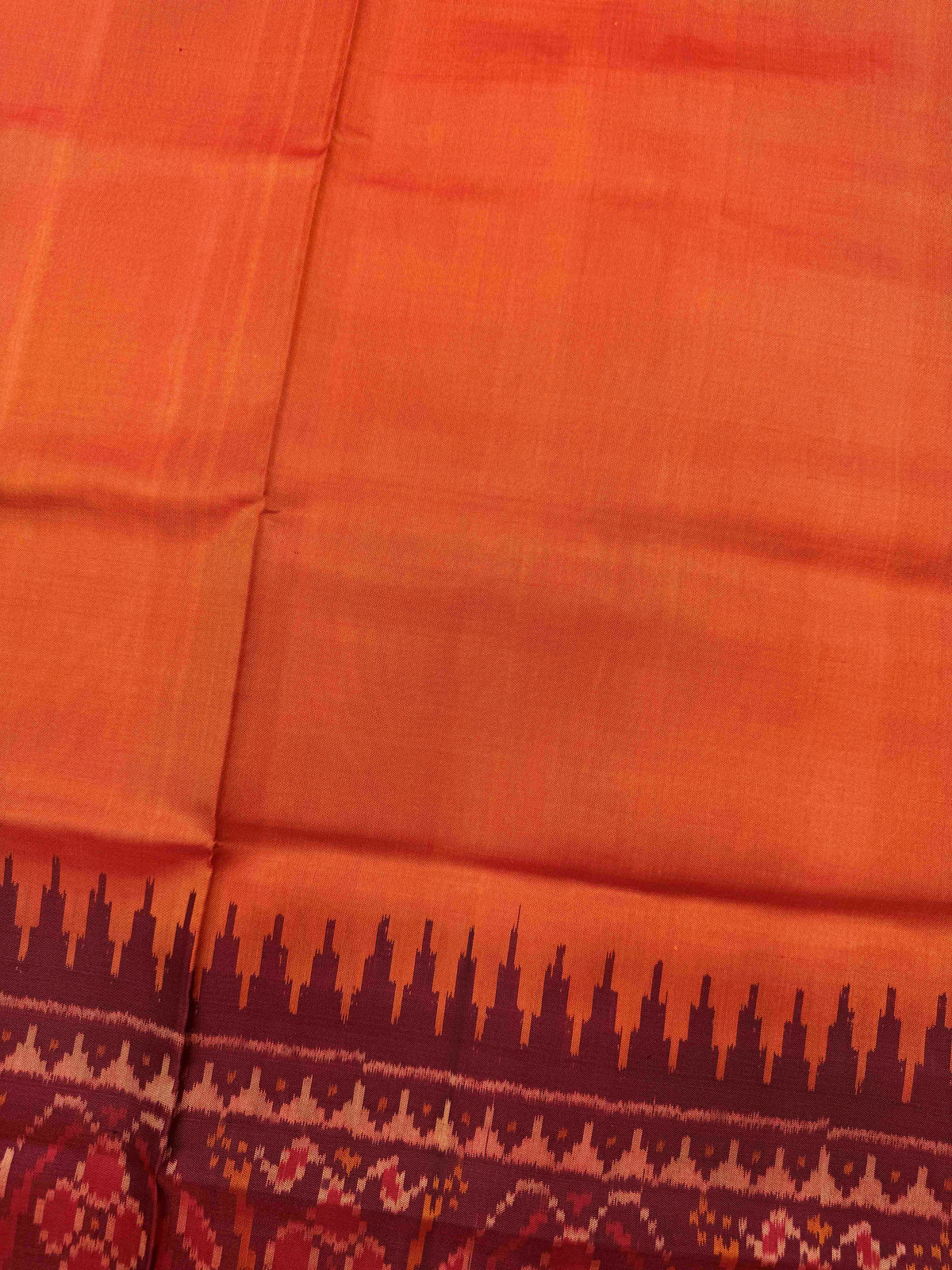 Maroon & Orange Plain Rajkot Patola Saree