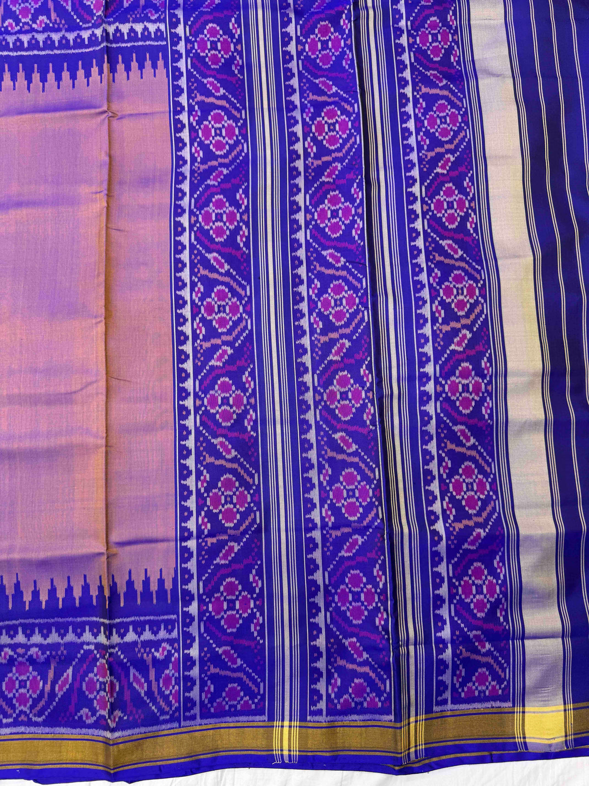 Blue & Onion Plain Rajkot Patola Saree