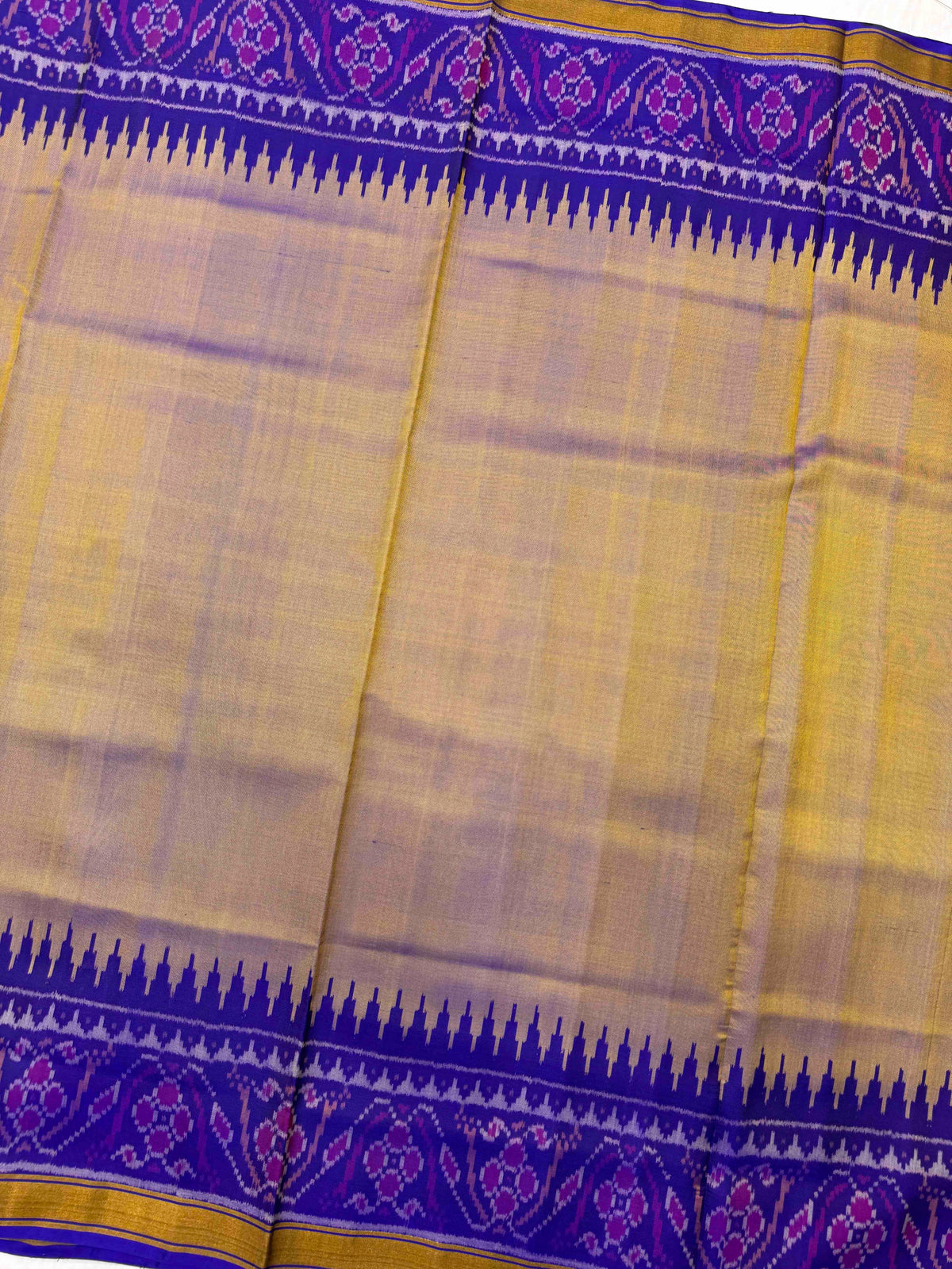Blue & Dark Cream Rajkot Patola Saree