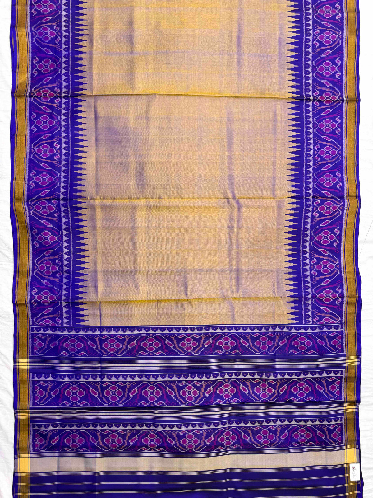 Blue & Dark Cream Rajkot Patola Saree