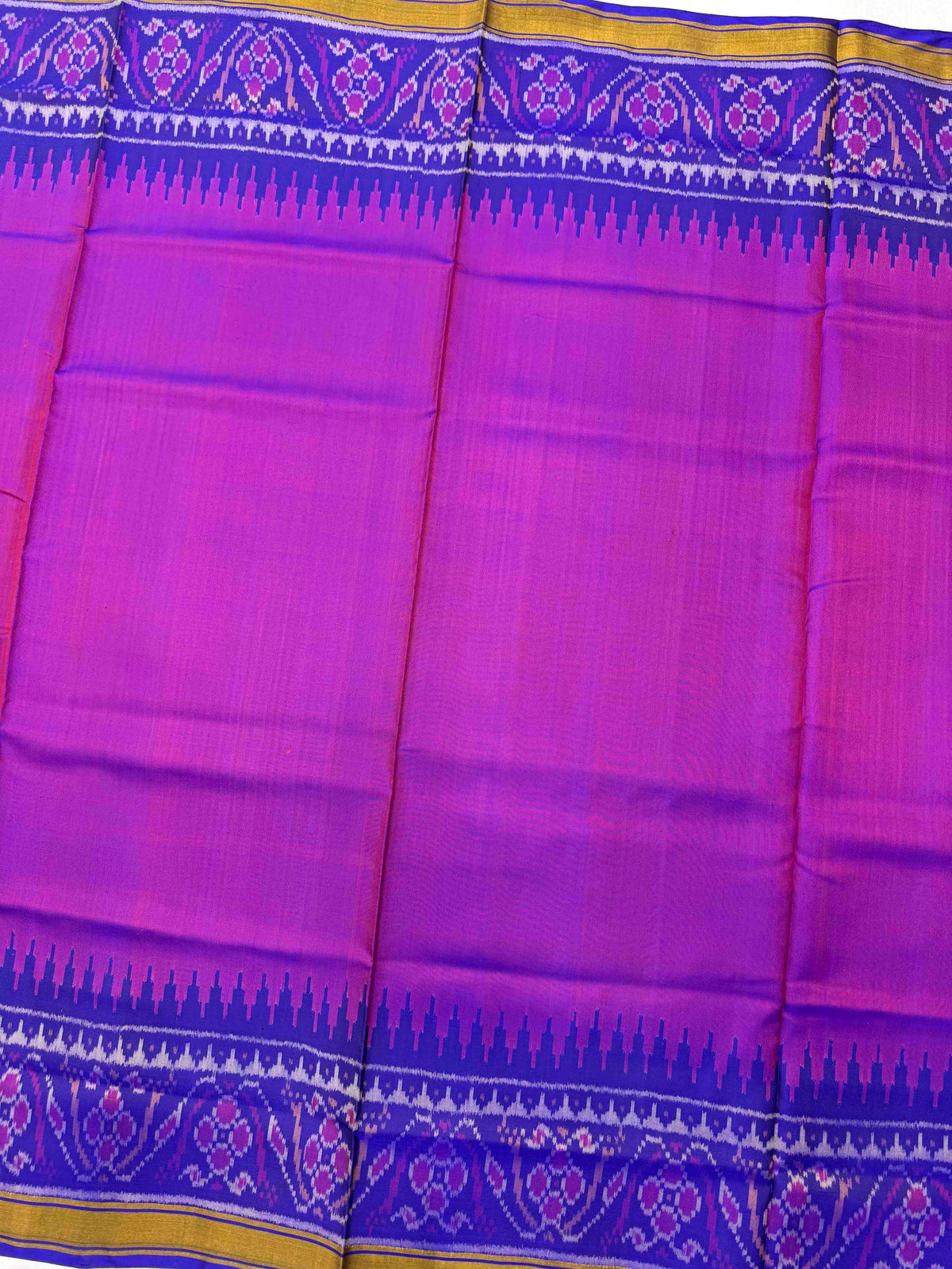 Blue & Pink Plain Rajkot Patola Saree