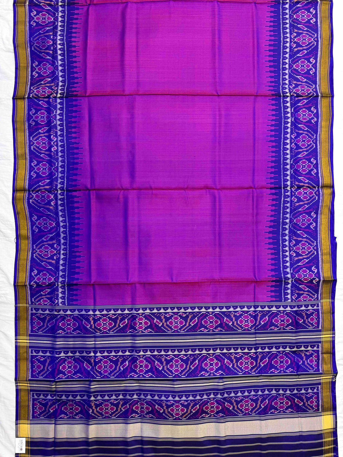 Blue & Pink Plain Rajkot Patola Saree