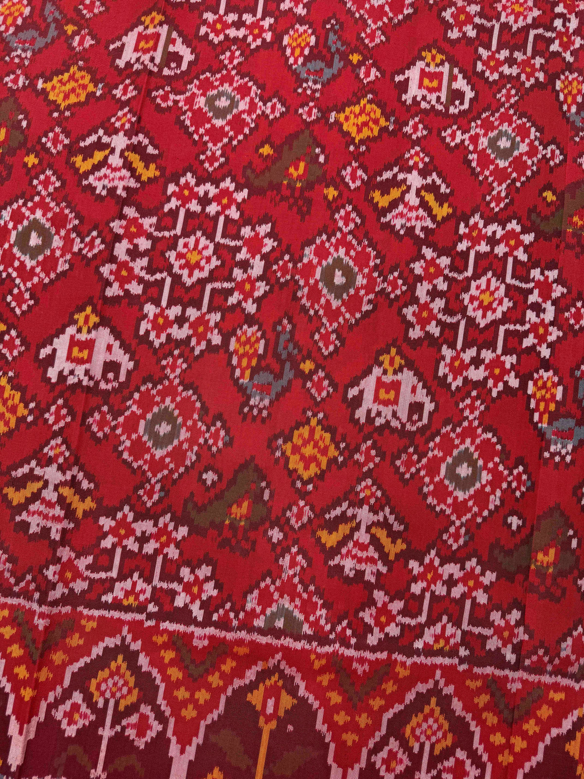 Red Navratan Narikunj Single Ikat Patan Patola Saree