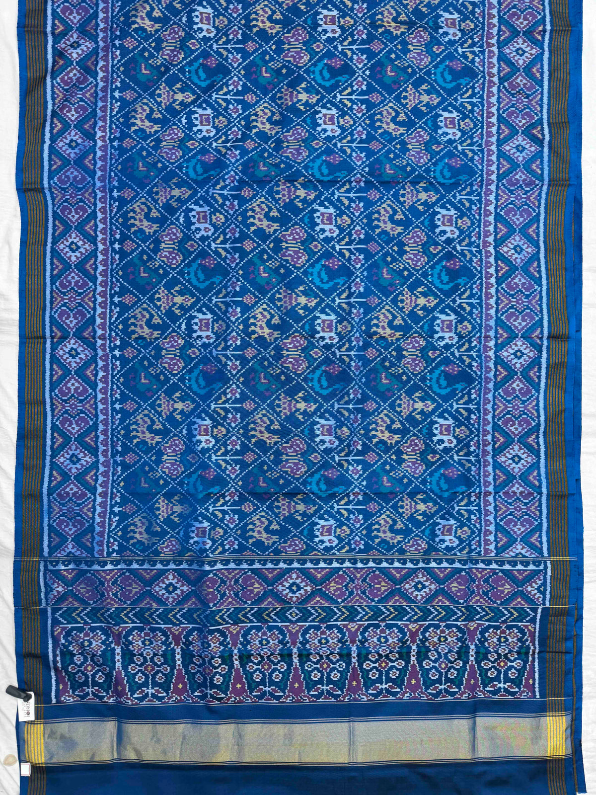 Turquoise Blue Small Narikunj Single Ikat Patan Patola Saree