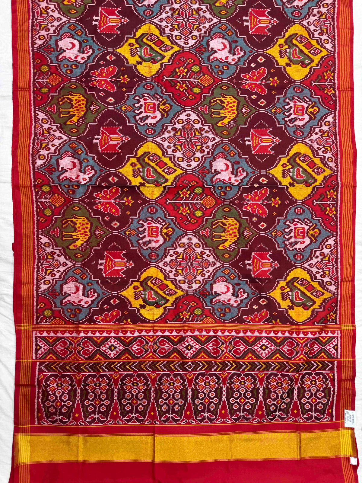 Red & Multicolor Matka Narikunj Single Ikat Patan Patola Saree