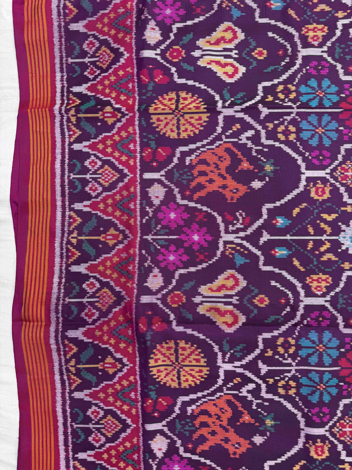 Magenta & Purple Fancy Narikunj Single Ikat Patan Patola Saree