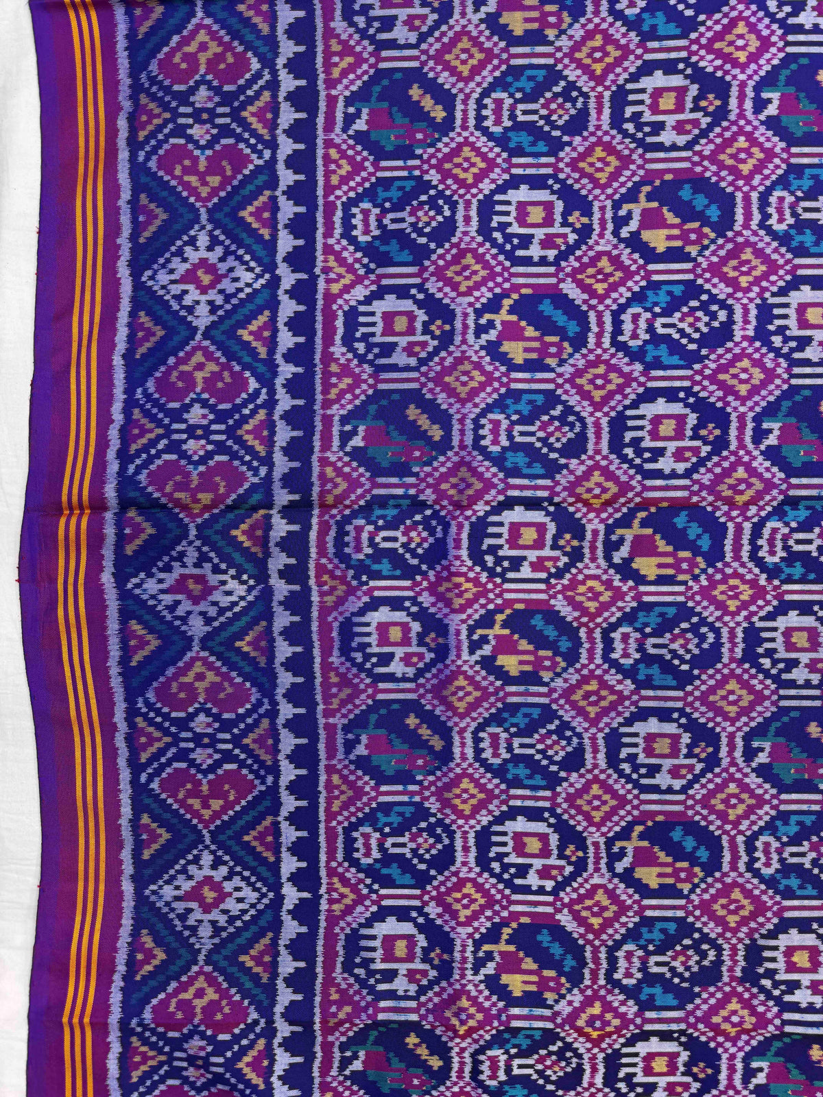 Purple & Blue Small Narikunj Single Ikat Patan Patola Saree