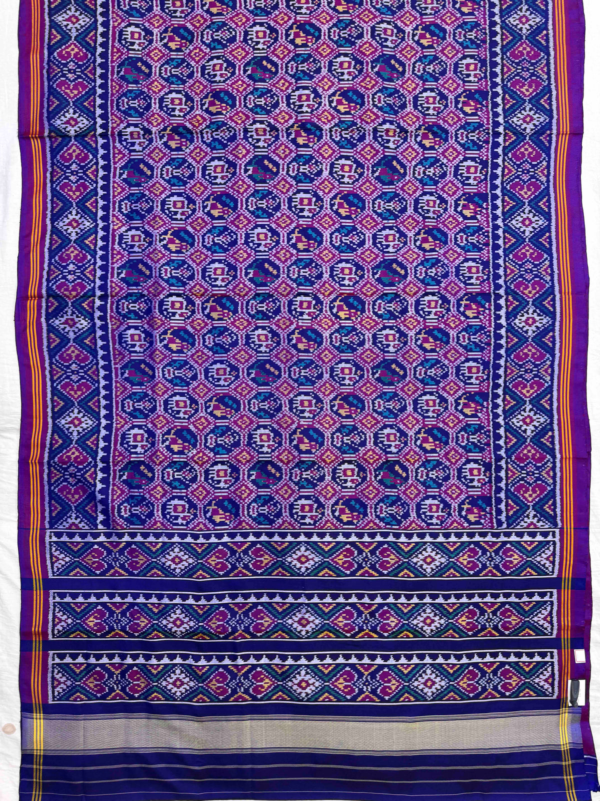 Purple & Blue Small Narikunj Single Ikat Patan Patola Saree