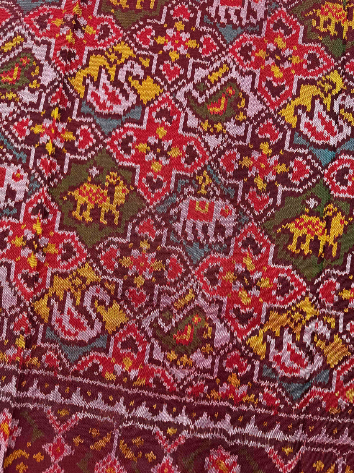 Red & Multicolor Small Star Narikunj Single Ikat Patan Patola Saree
