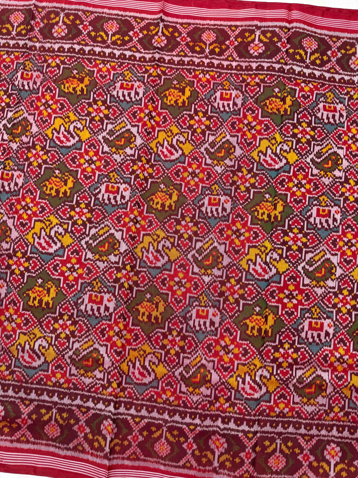 Red & Multicolor Small Star Narikunj Single Ikat Patan Patola Saree