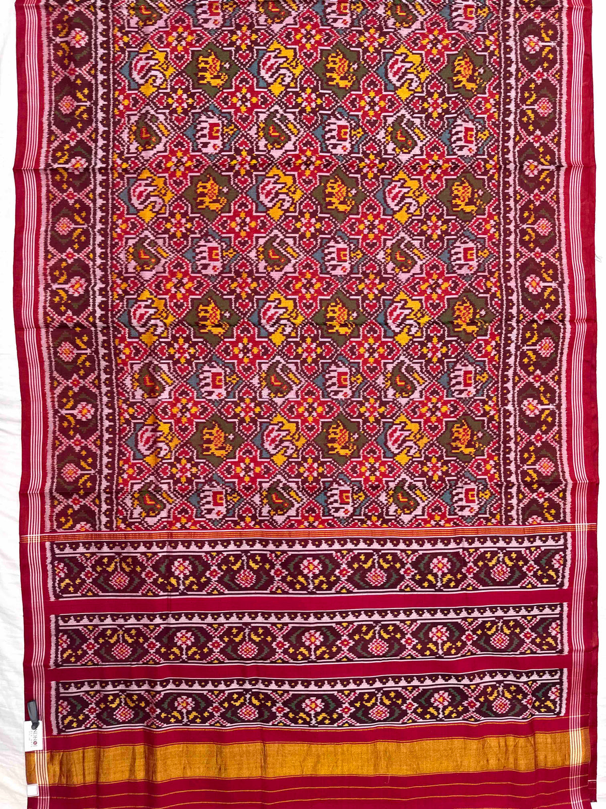 Red & Multicolor Small Star Narikunj Single Ikat Patan Patola Saree