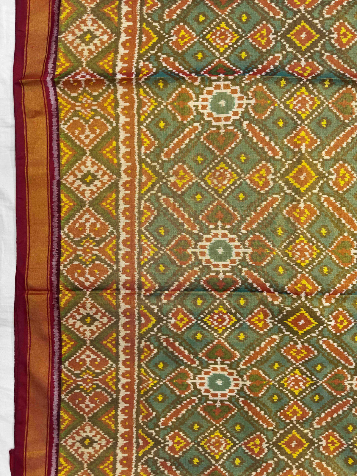 Maroon & Turquoise Manekchowk Tissue Patola Saree