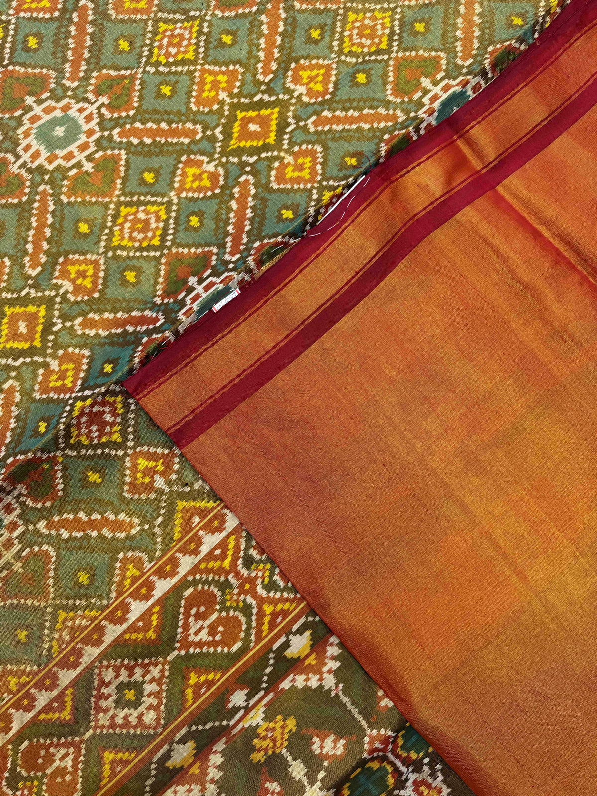 Maroon & Turquoise Manekchowk Tissue Patola Saree