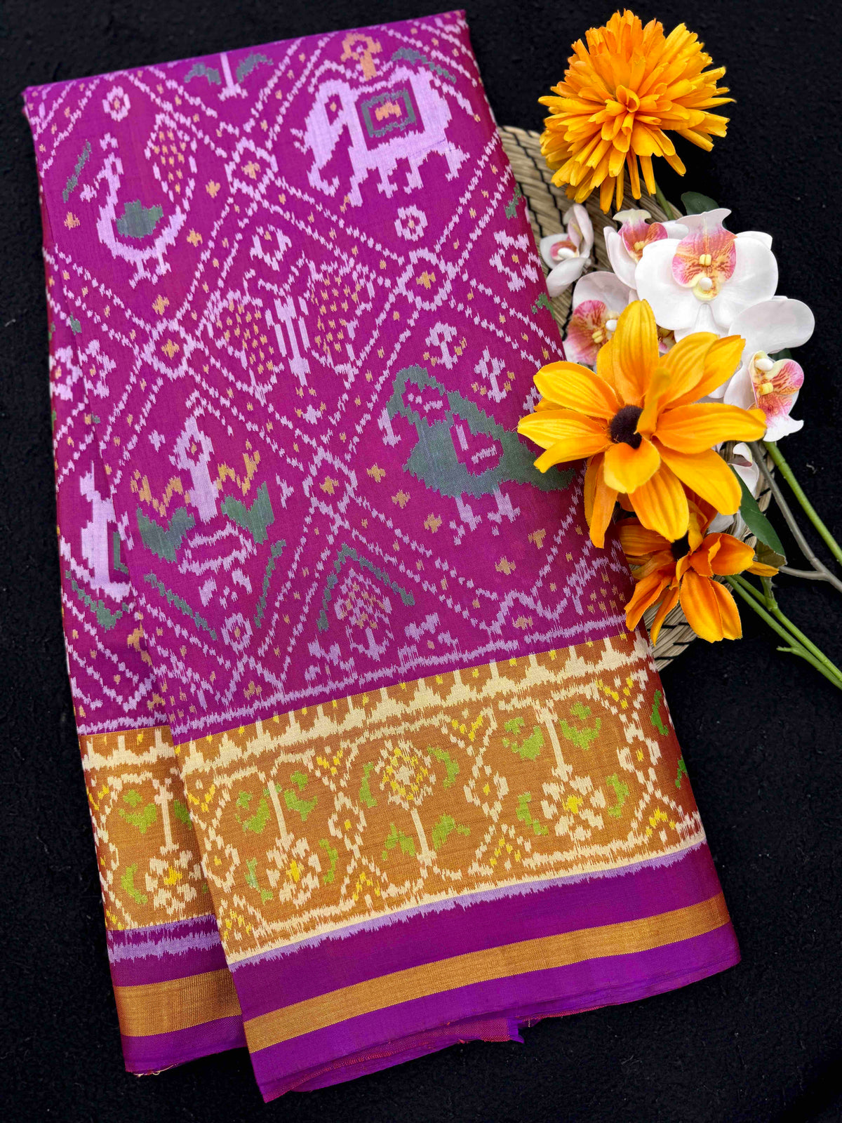 Magenta Pink Narikunj Rajkot Patola Saree