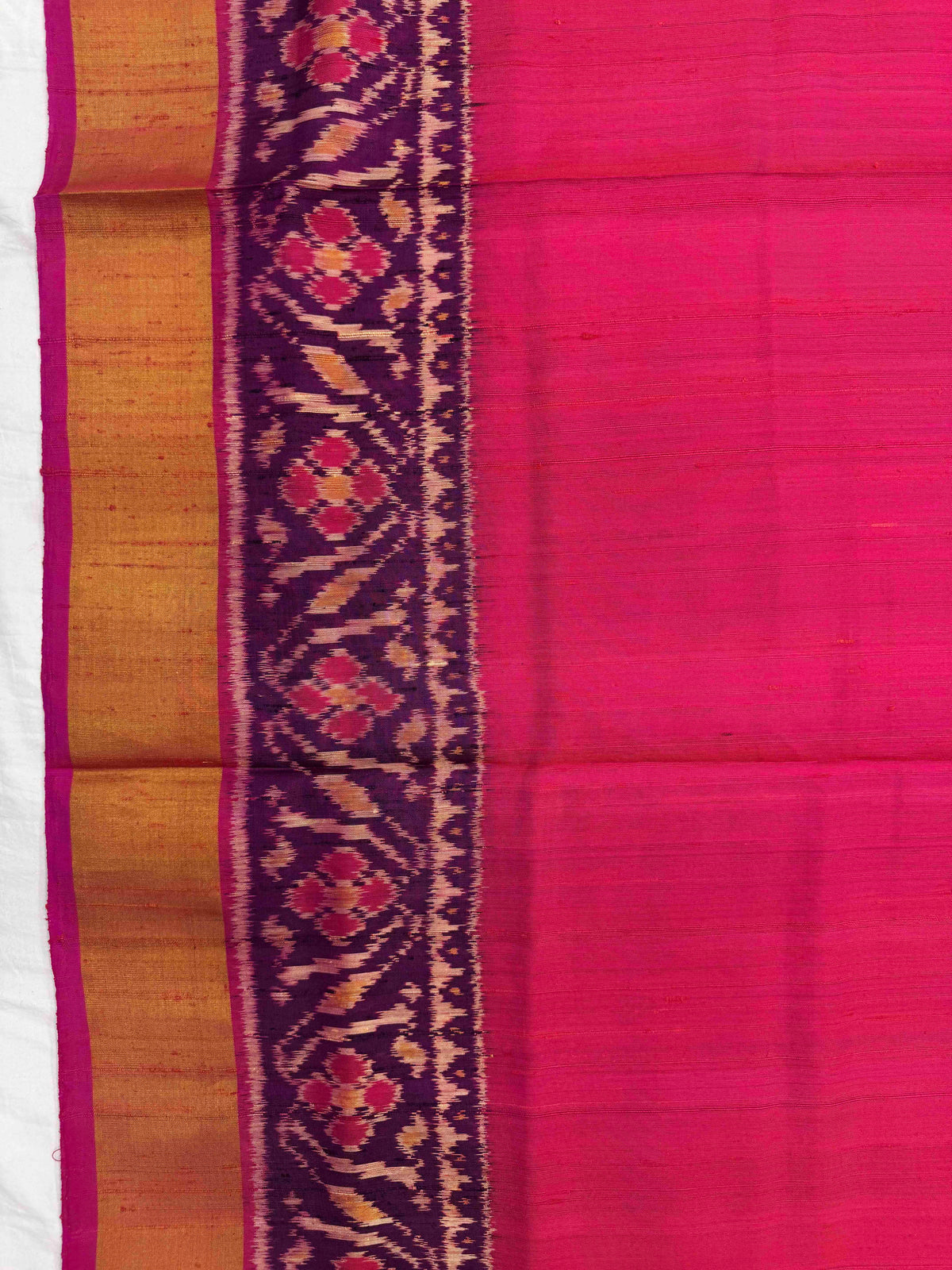 Magenta Pink Plain Raw Silk Rajkot Patola Saree