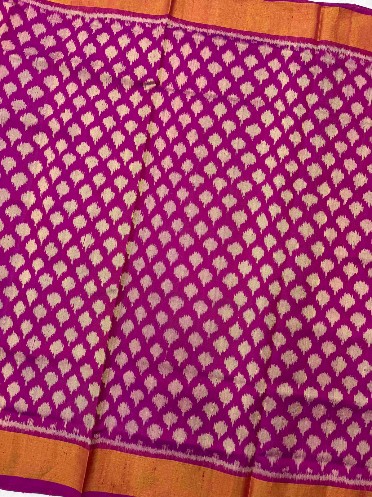 Magenta Pink Booty Raw Silk Rajkot Patola Saree
