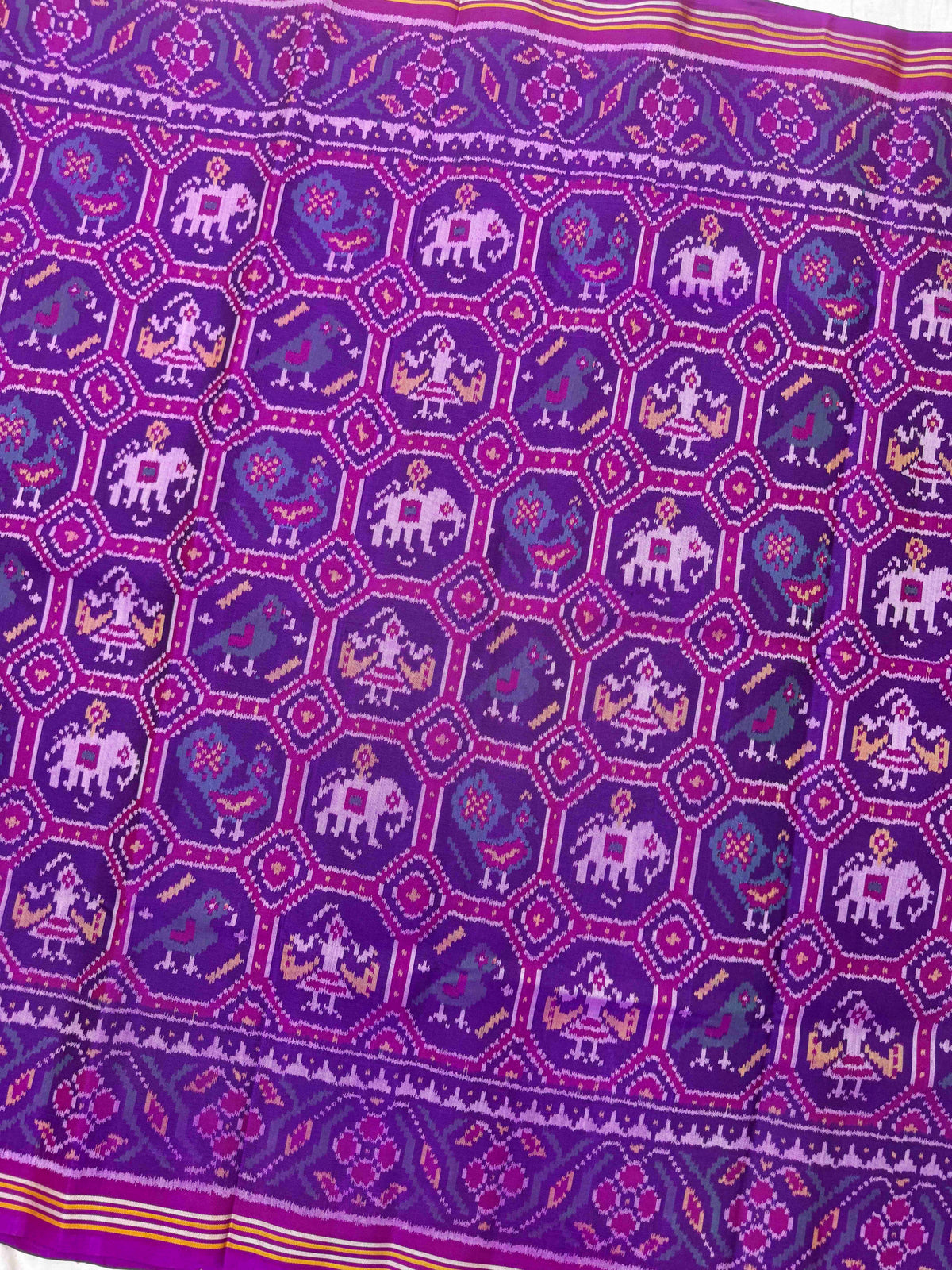 Purple Small Narikunj Single Ikat Patan Patola Saree