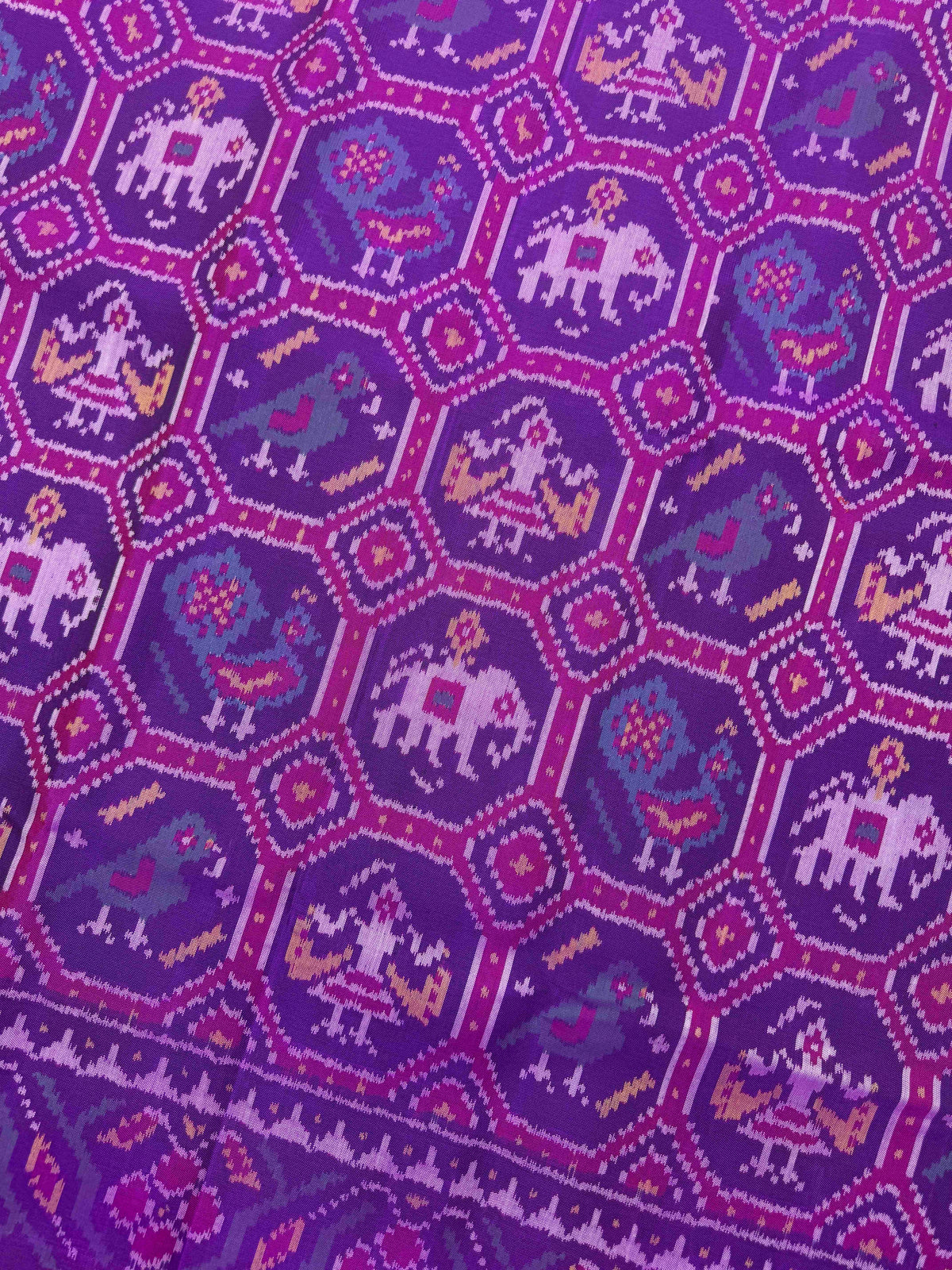 Purple Small Narikunj Single Ikat Patan Patola Saree