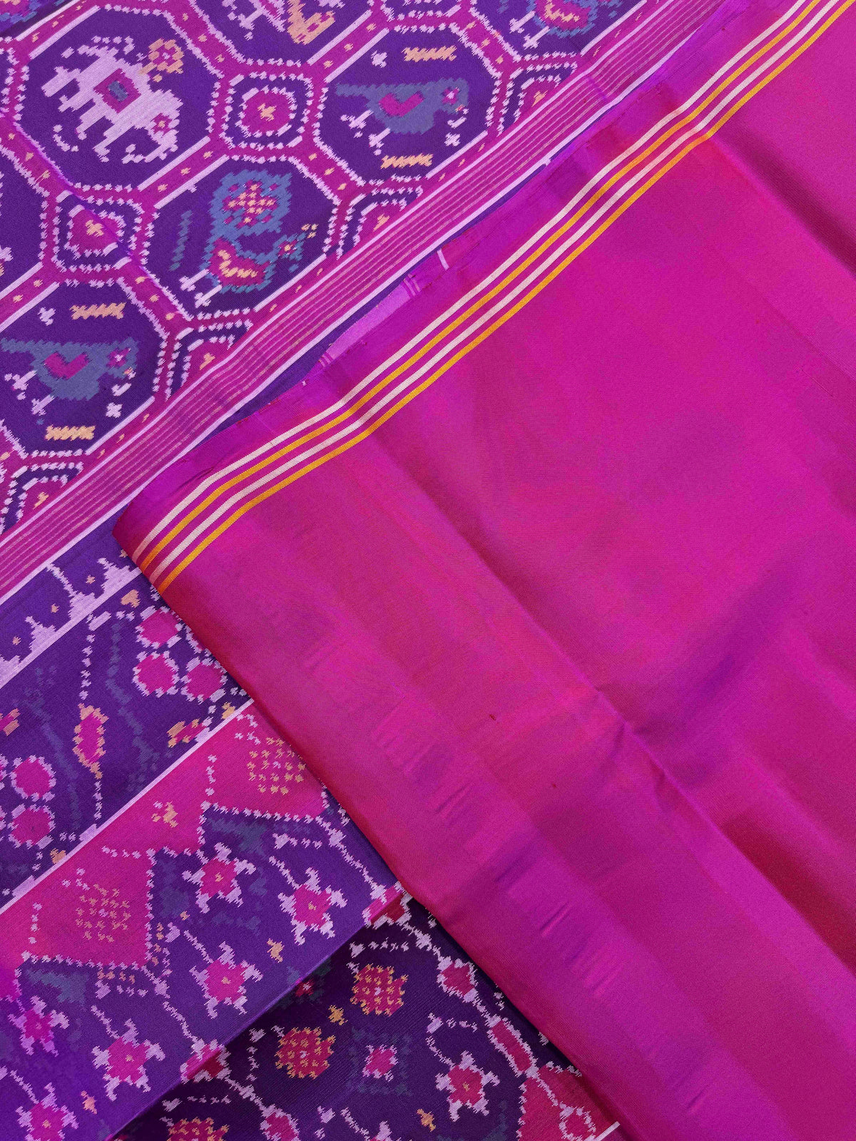 Purple Small Narikunj Single Ikat Patan Patola Saree