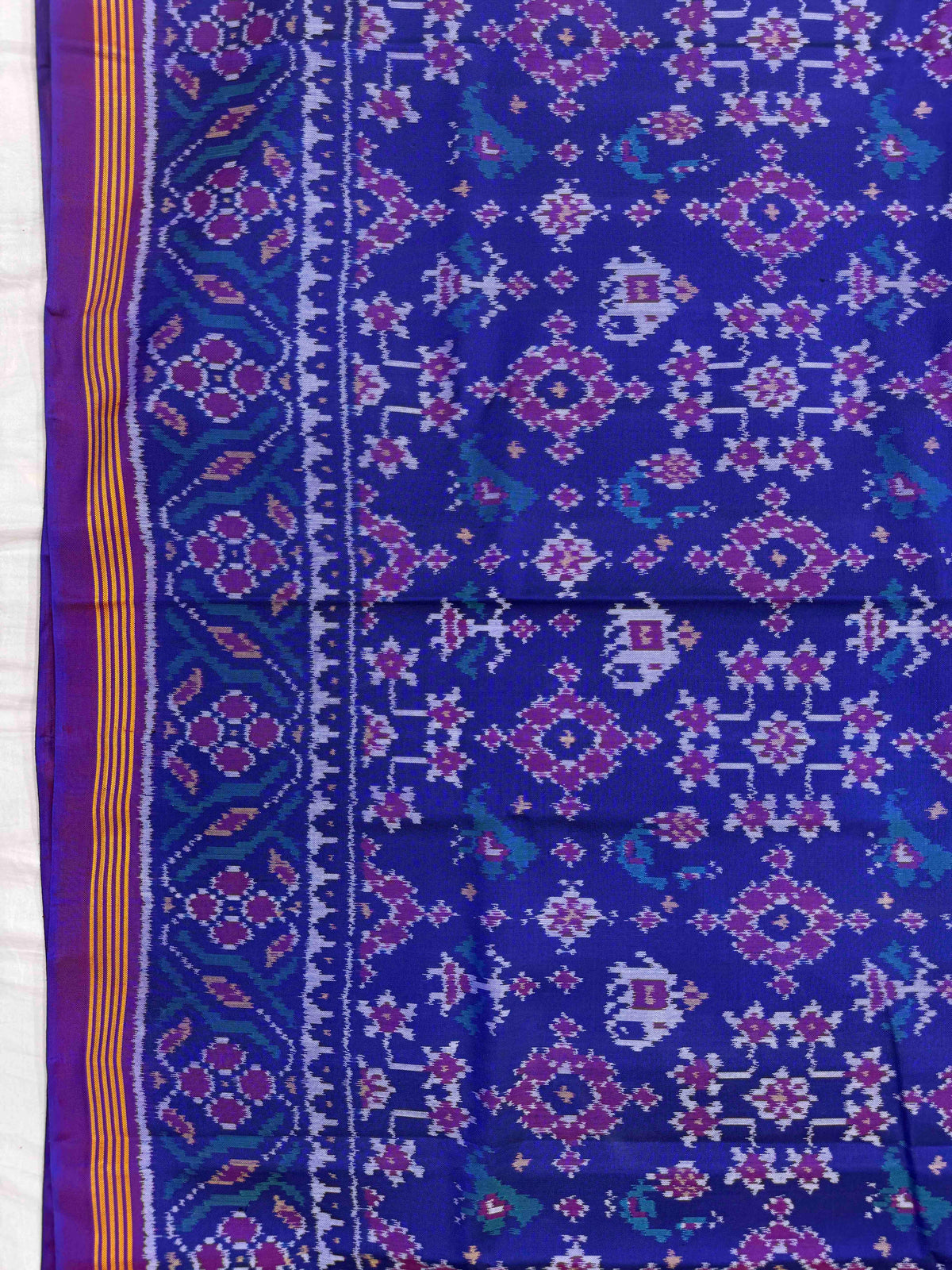 Purple Blue Navratan Narikunj Single Ikat Patan Patola Saree