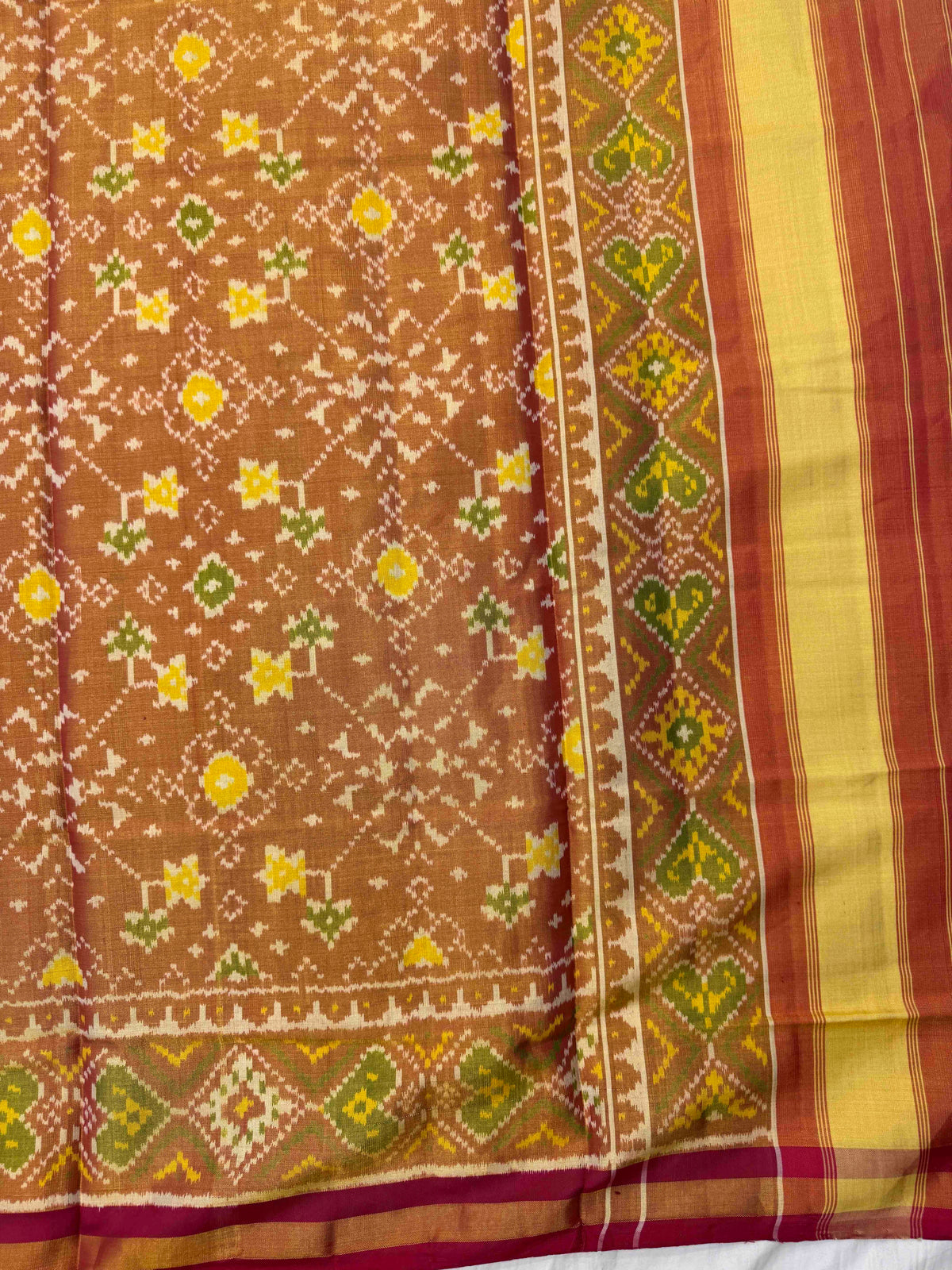 Maroon & Golden Navratan Tissue Patola Dupatta
