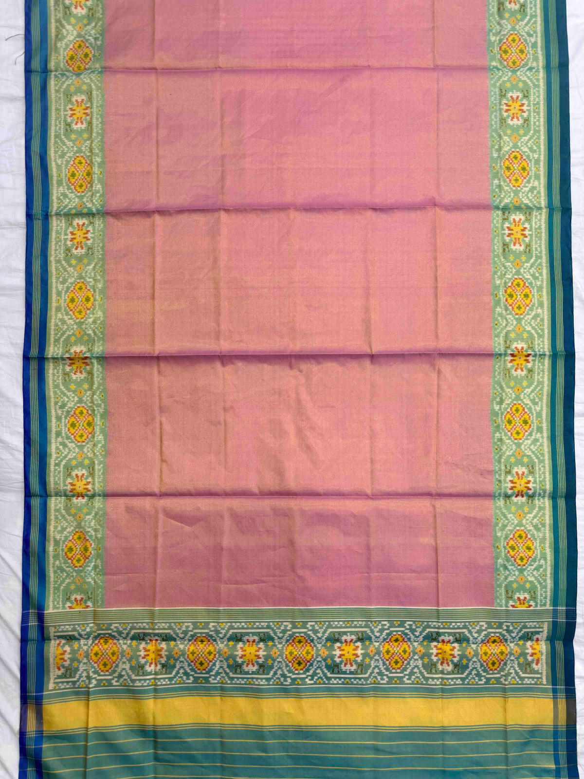 Turquoise & Peach Plain Tissue Patola Dupatta
