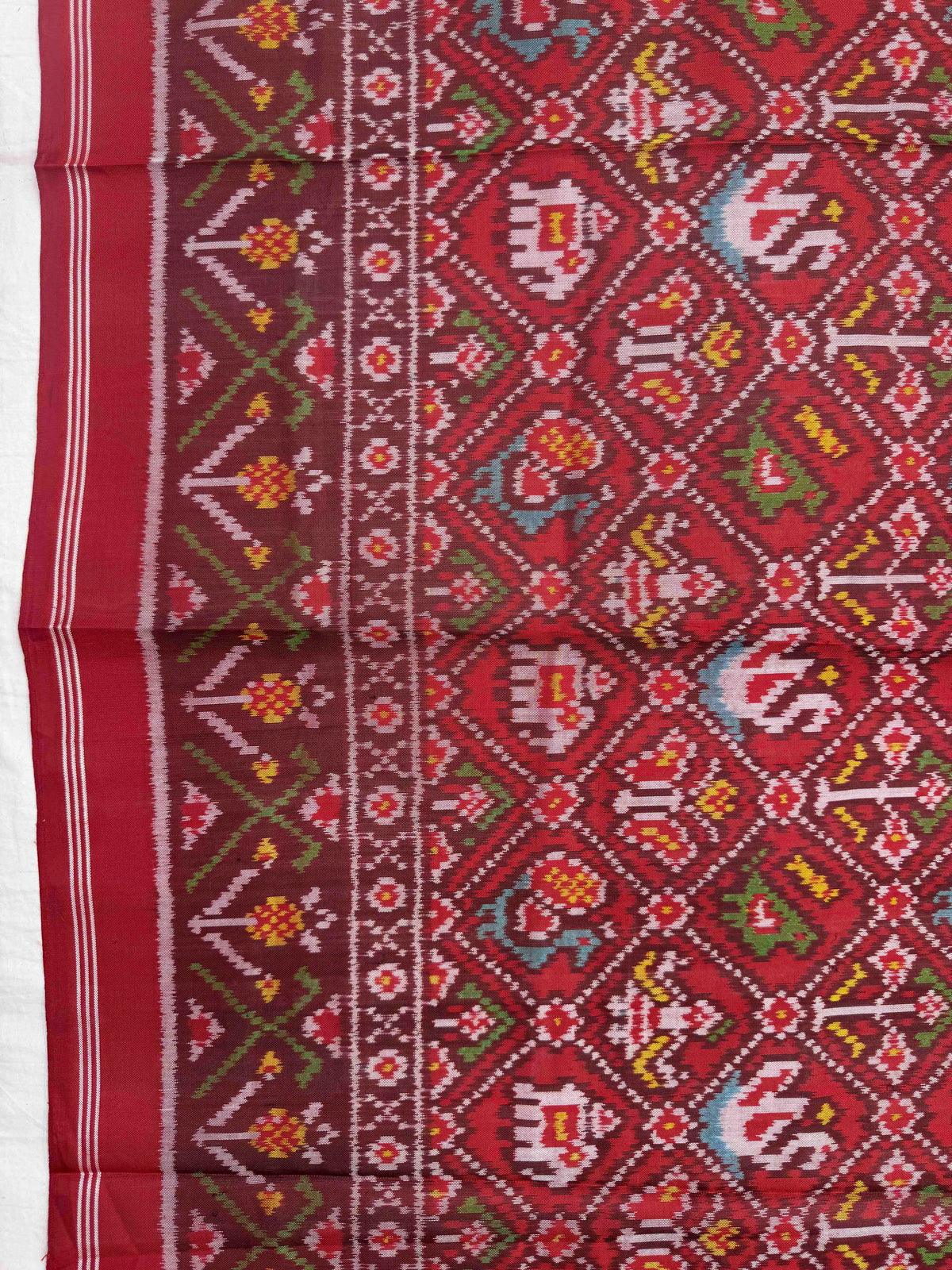 Red Small Narikunj Semi Double Ikat Patola Dupatta