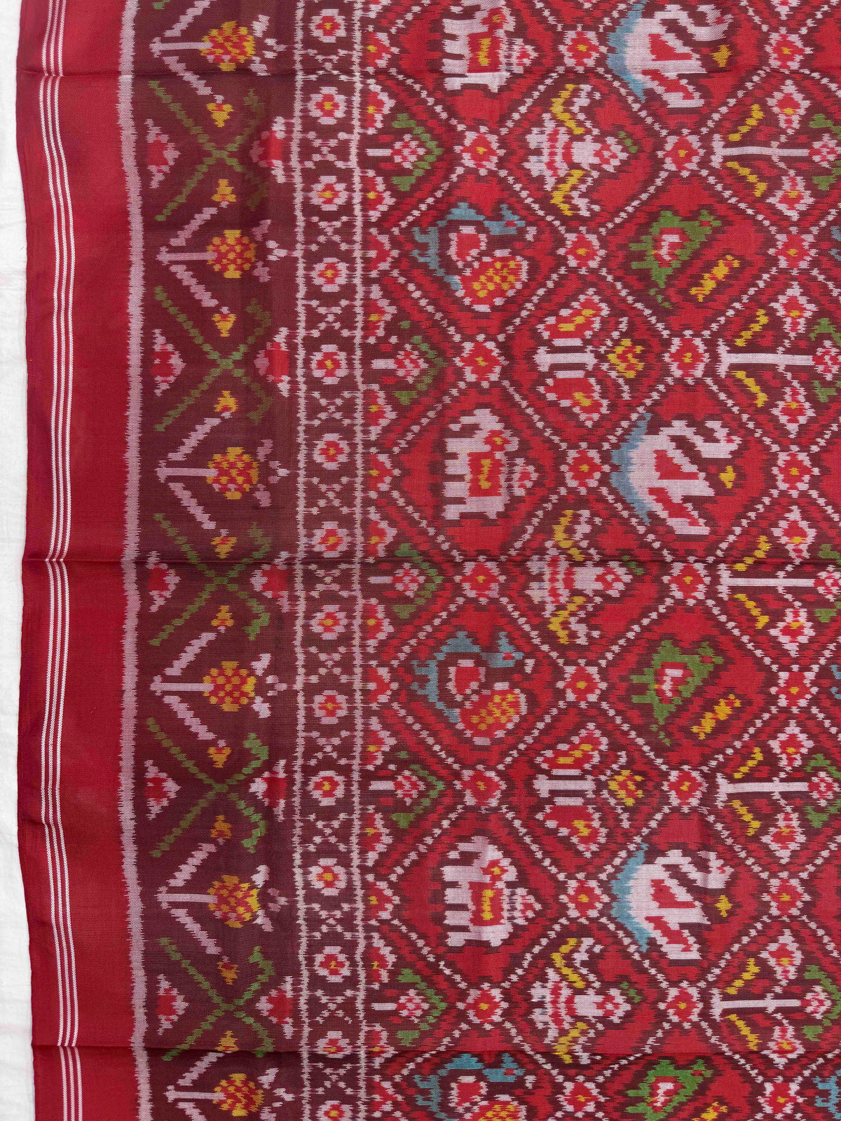 Red Small Narikunj Semi Double Ikat Patola Dupatta