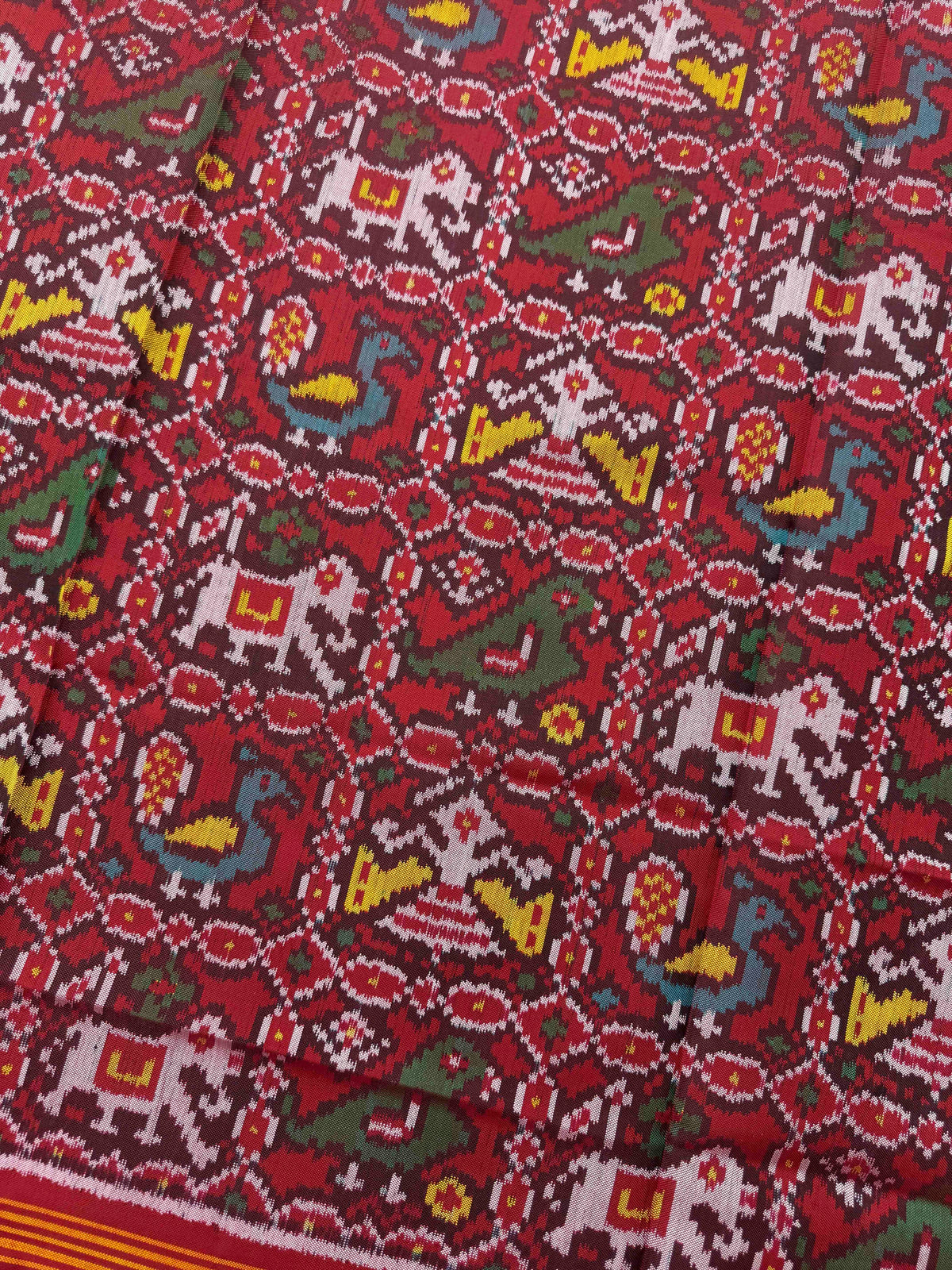 Red Narikunj Semi Double Ikat Patola Dupatta