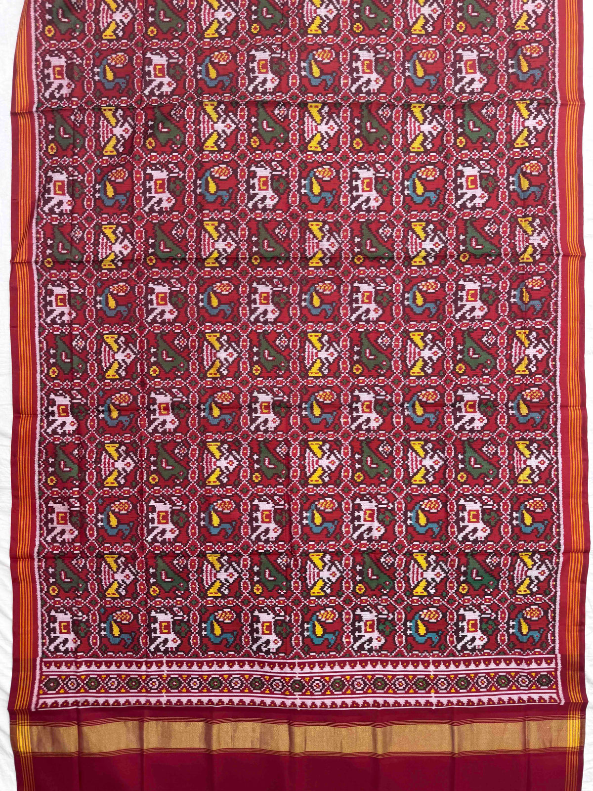 Red Narikunj Semi Double Ikat Patola Dupatta