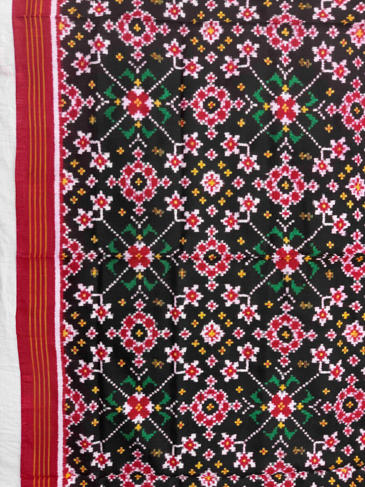 Red & Black Navratan Double Ikat Patan Patola Dupatta