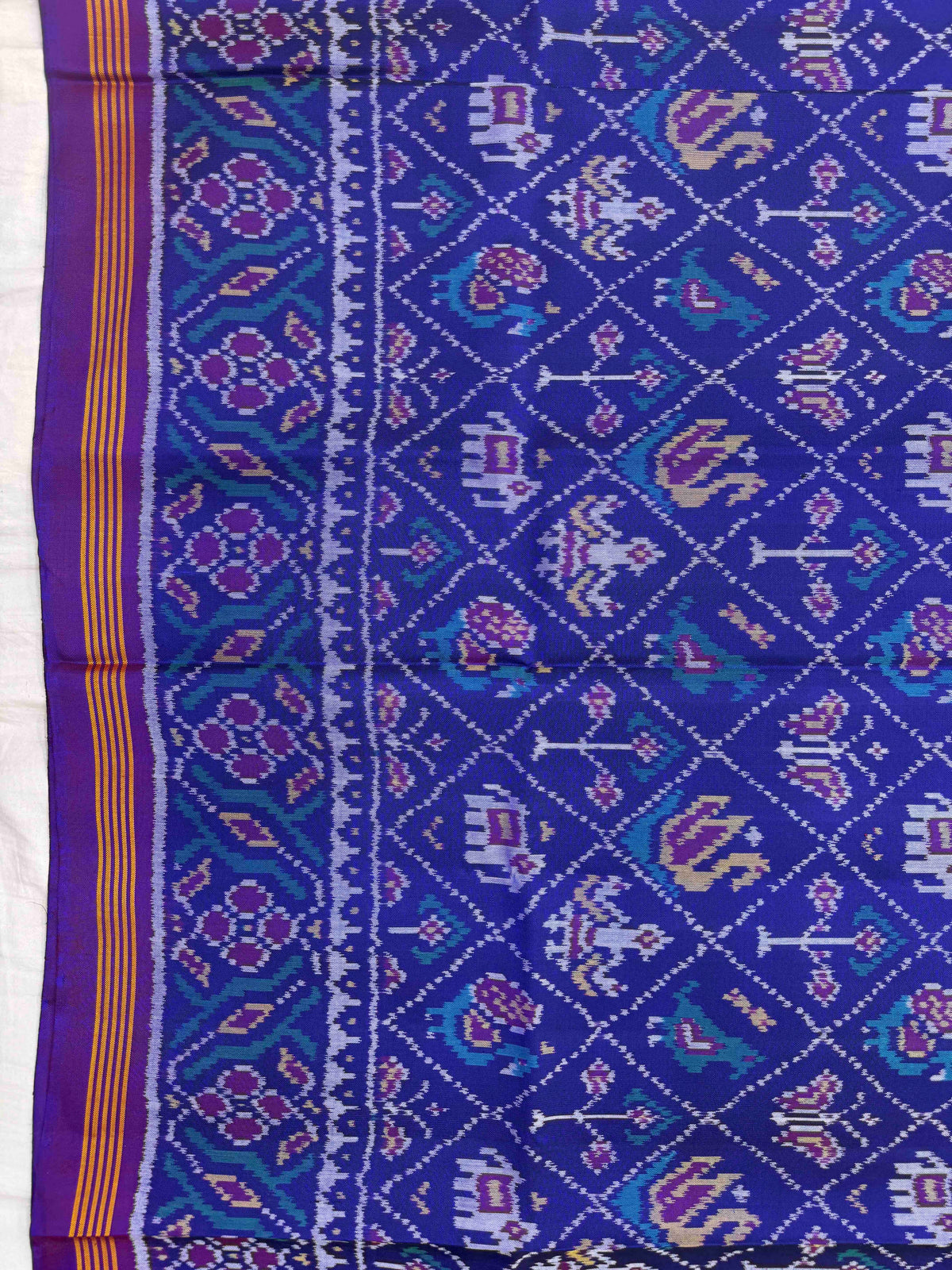 Purple Blue Small Narikunj Single Ikat Patan Patola Saree