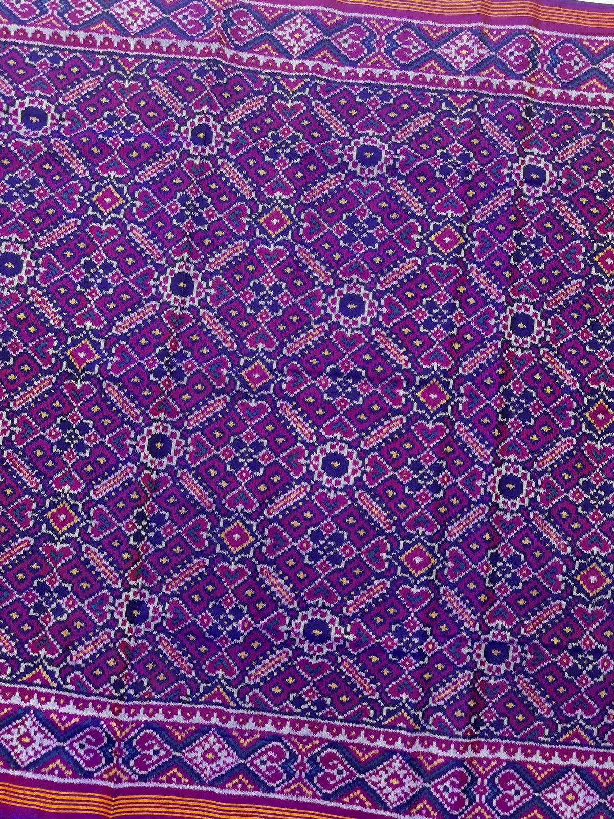 Purple Manekchowk Single Ikat Patan Patola Saree