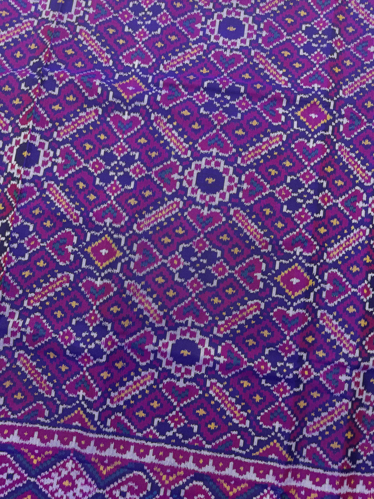 Purple Manekchowk Single Ikat Patan Patola Saree