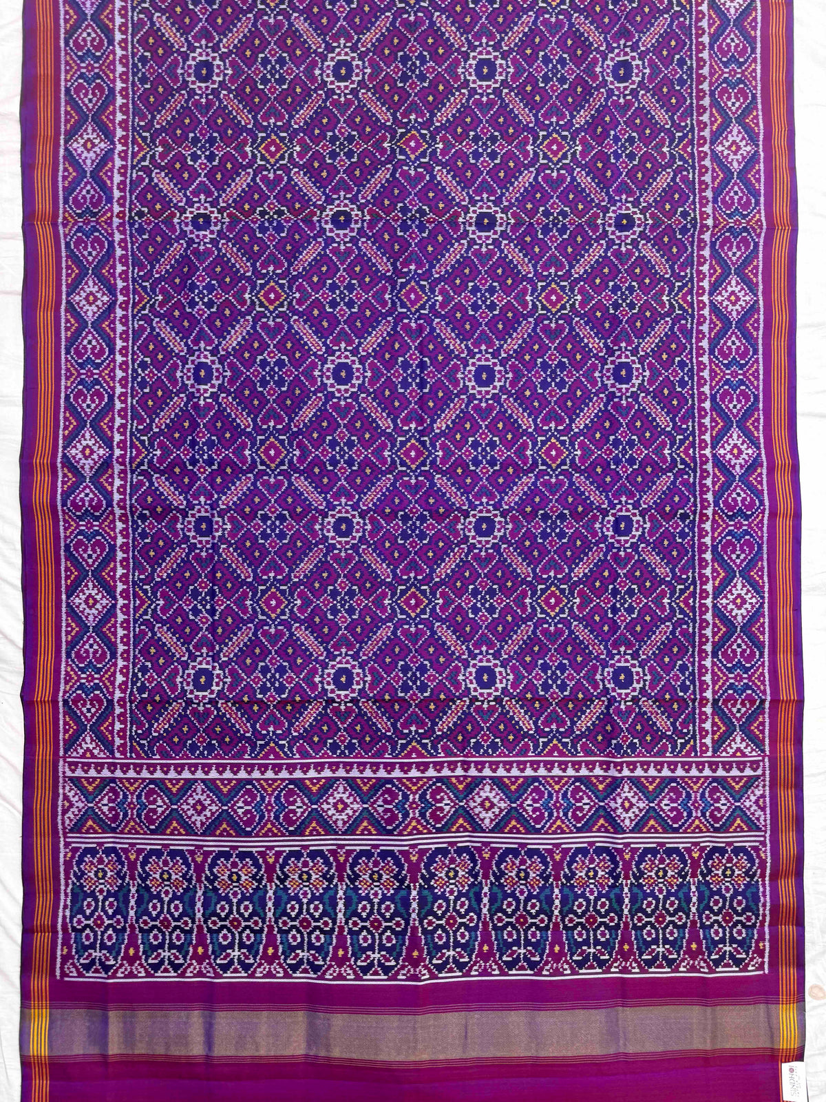 Purple Manekchowk Single Ikat Patan Patola Saree