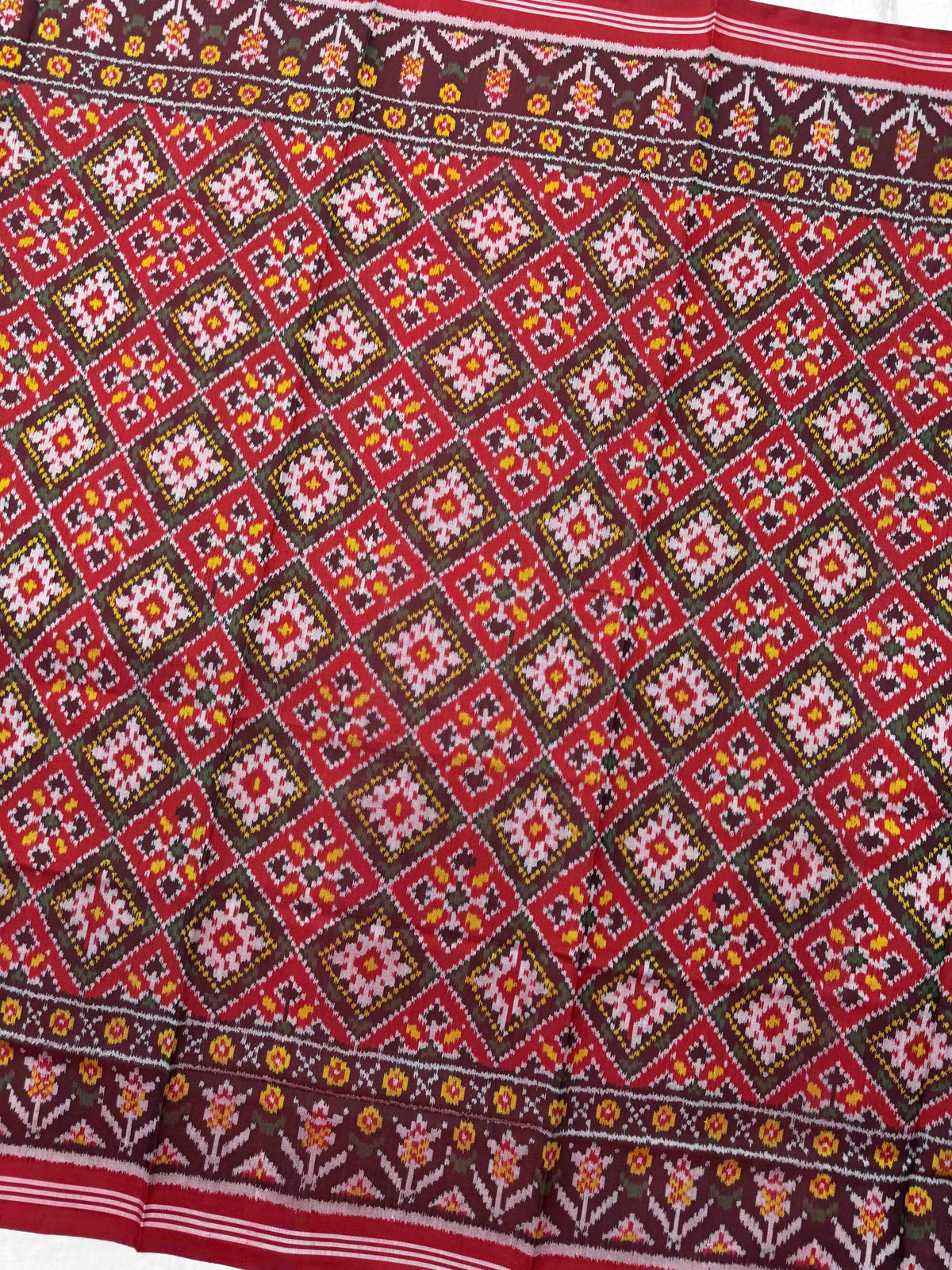 Red Panchanda Semi Double Ikat Patola Dupatta