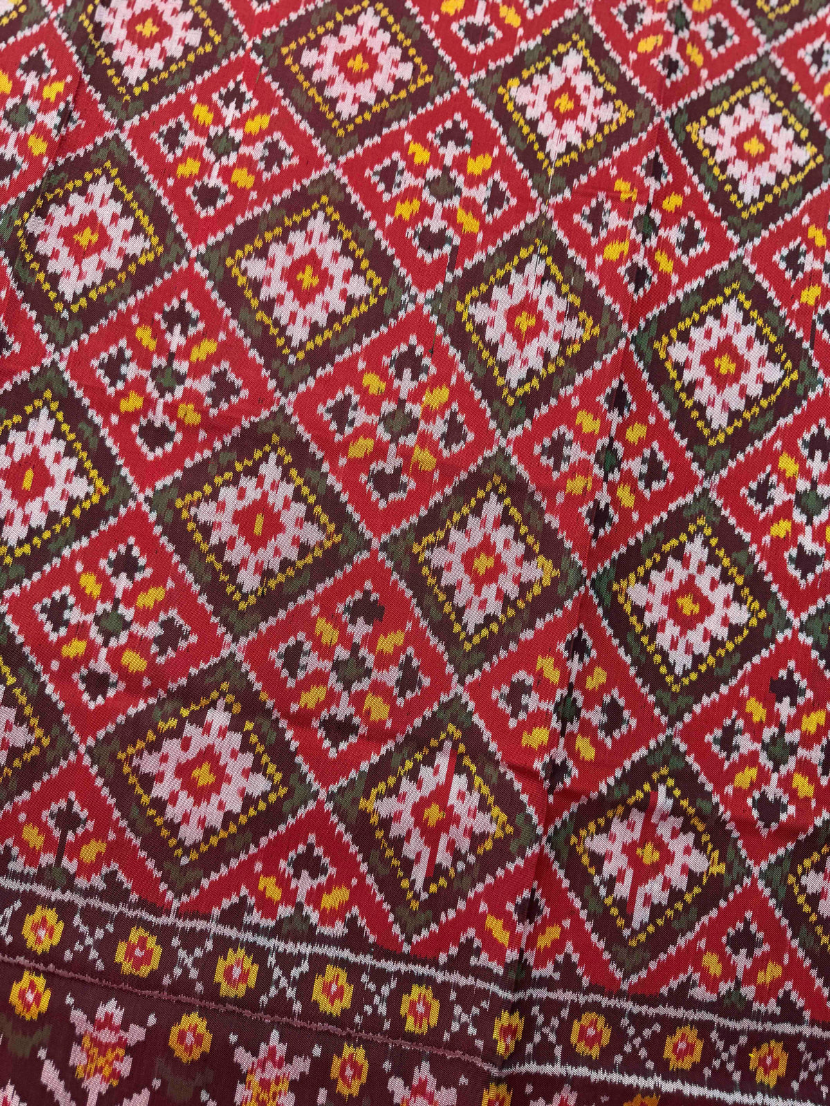 Red Panchanda Semi Double Ikat Patola Dupatta