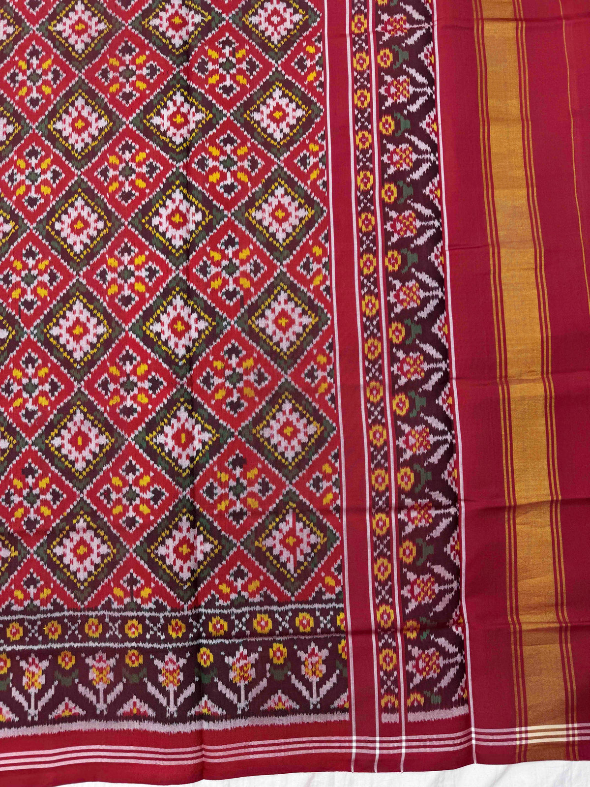 Red Panchanda Semi Double Ikat Patola Dupatta