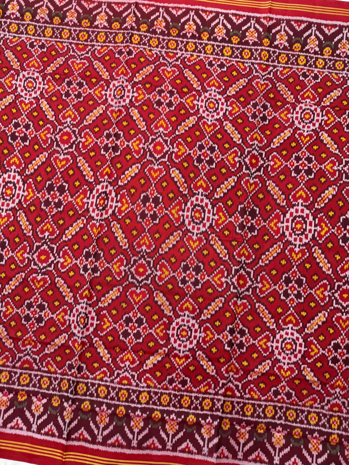Red Manekchowk Semi Double Ikat Patola Dupatta