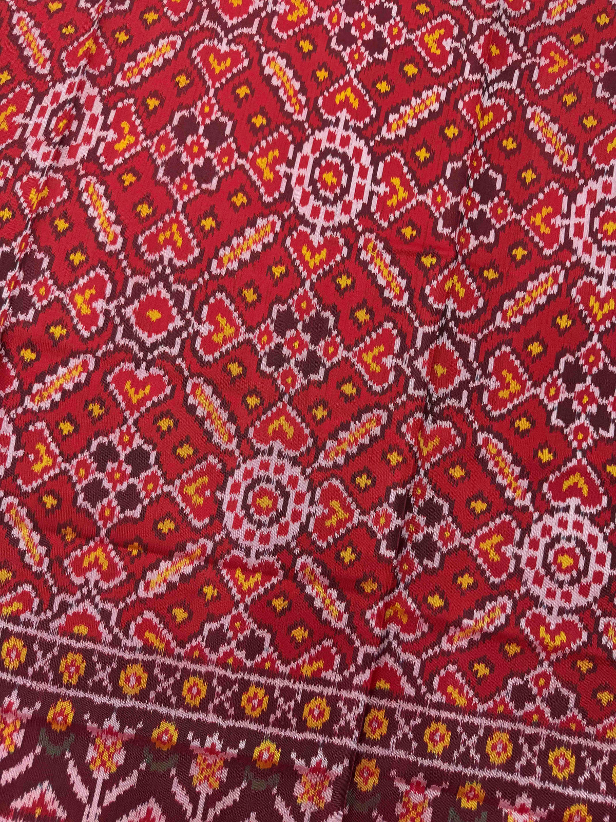 Red Manekchowk Semi Double Ikat Patola Dupatta