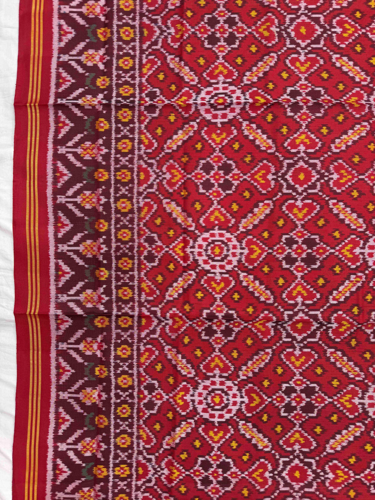 Red Manekchowk Semi Double Ikat Patola Dupatta