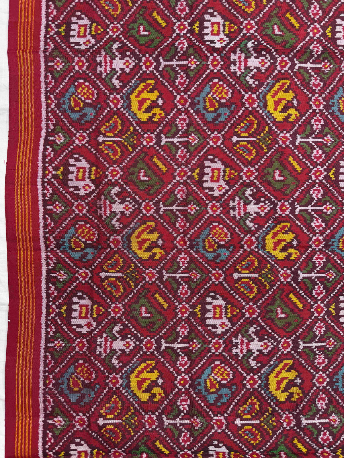 Red Small Narikunj Semi Double Ikat Patola Dupatta