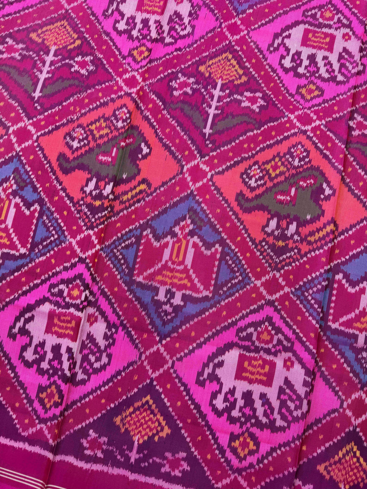 Pink & Multicolour Narikunj Semi Double Ikat Patola Dupatta