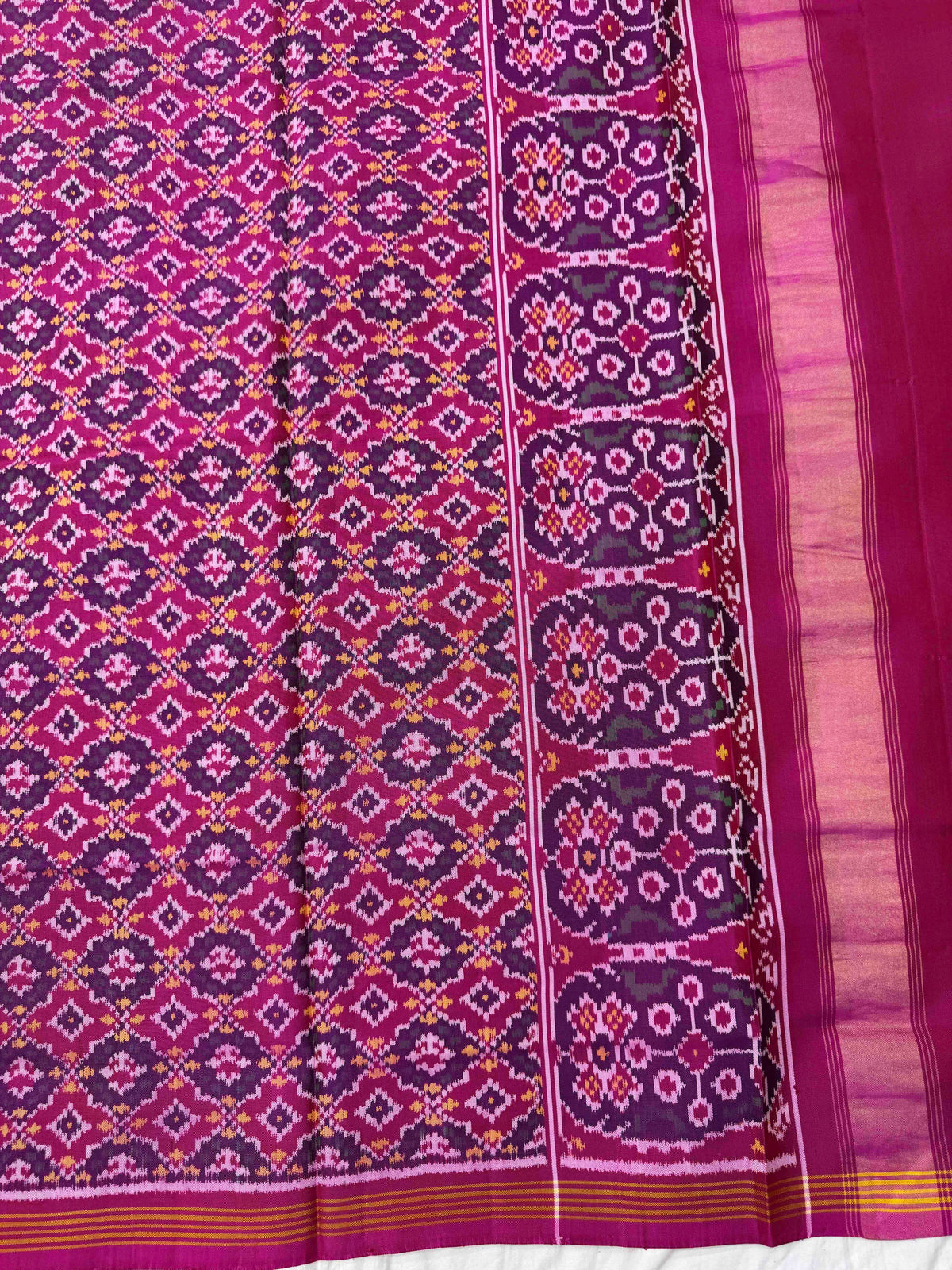 Pink Buttonful Semi Double Ikat Patola Dupatta