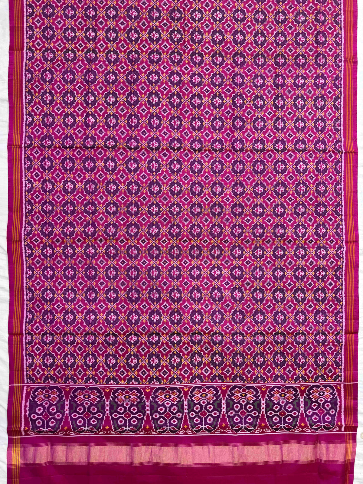 Pink Buttonful Semi Double Ikat Patola Dupatta