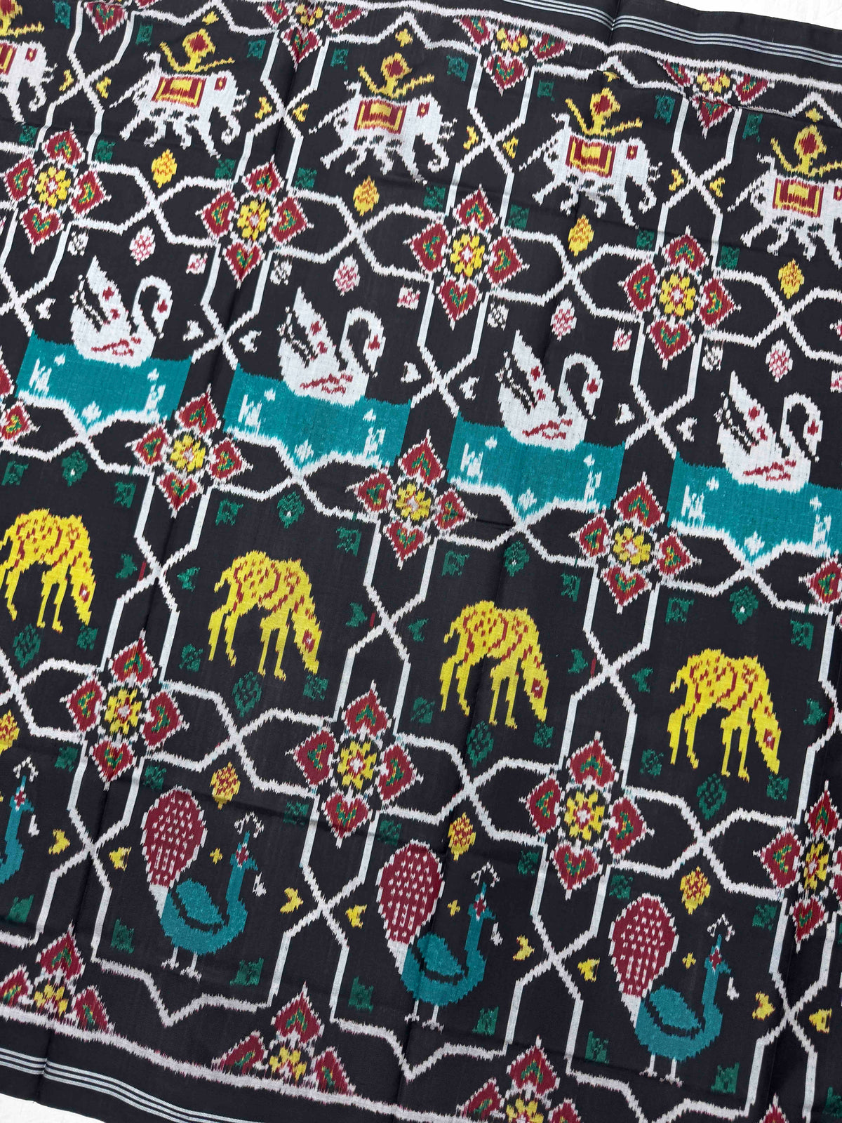 Black Star Narikunj Semi Double Ikat Patola Dupatta