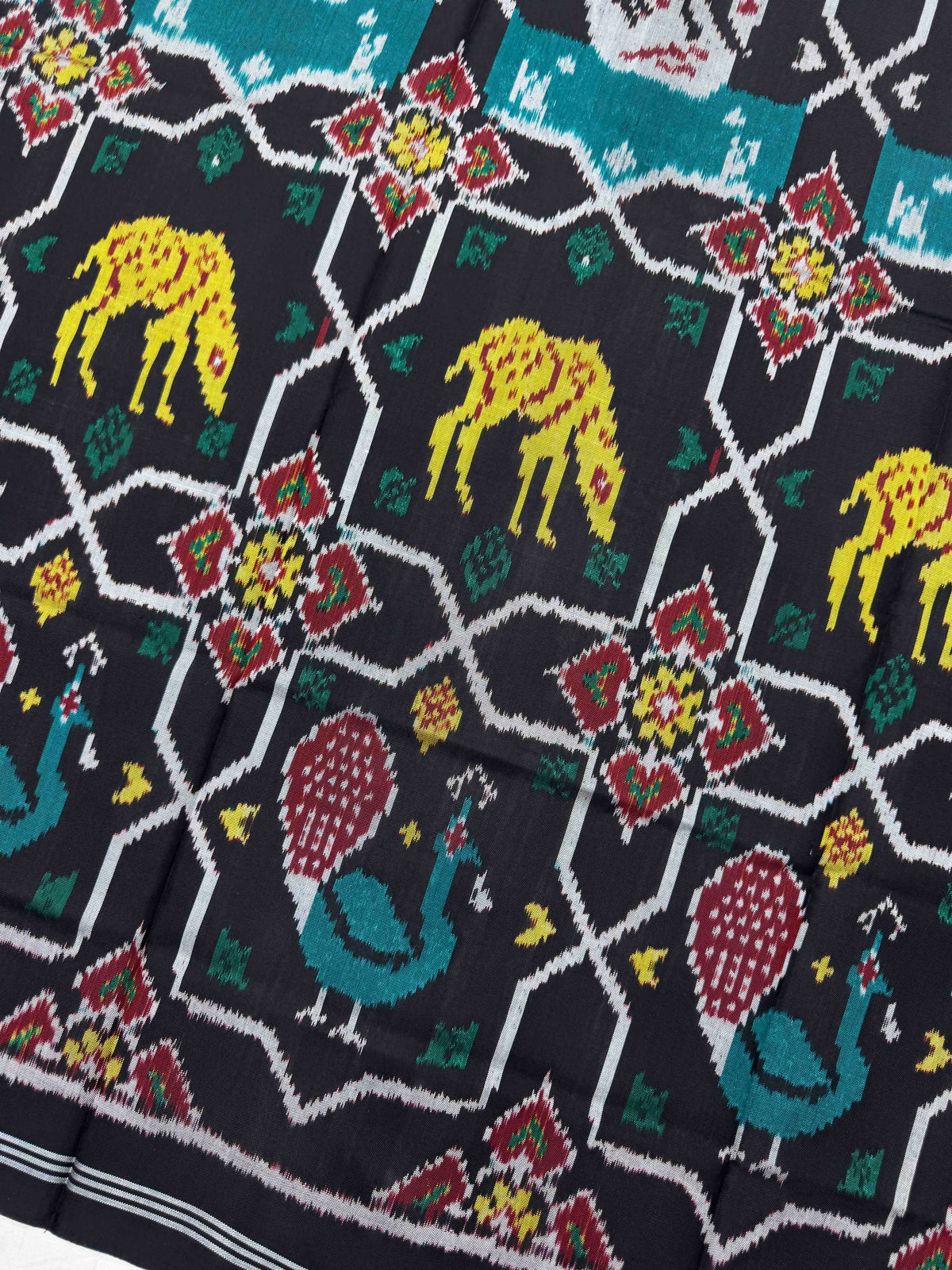Black Star Narikunj Semi Double Ikat Patola Dupatta